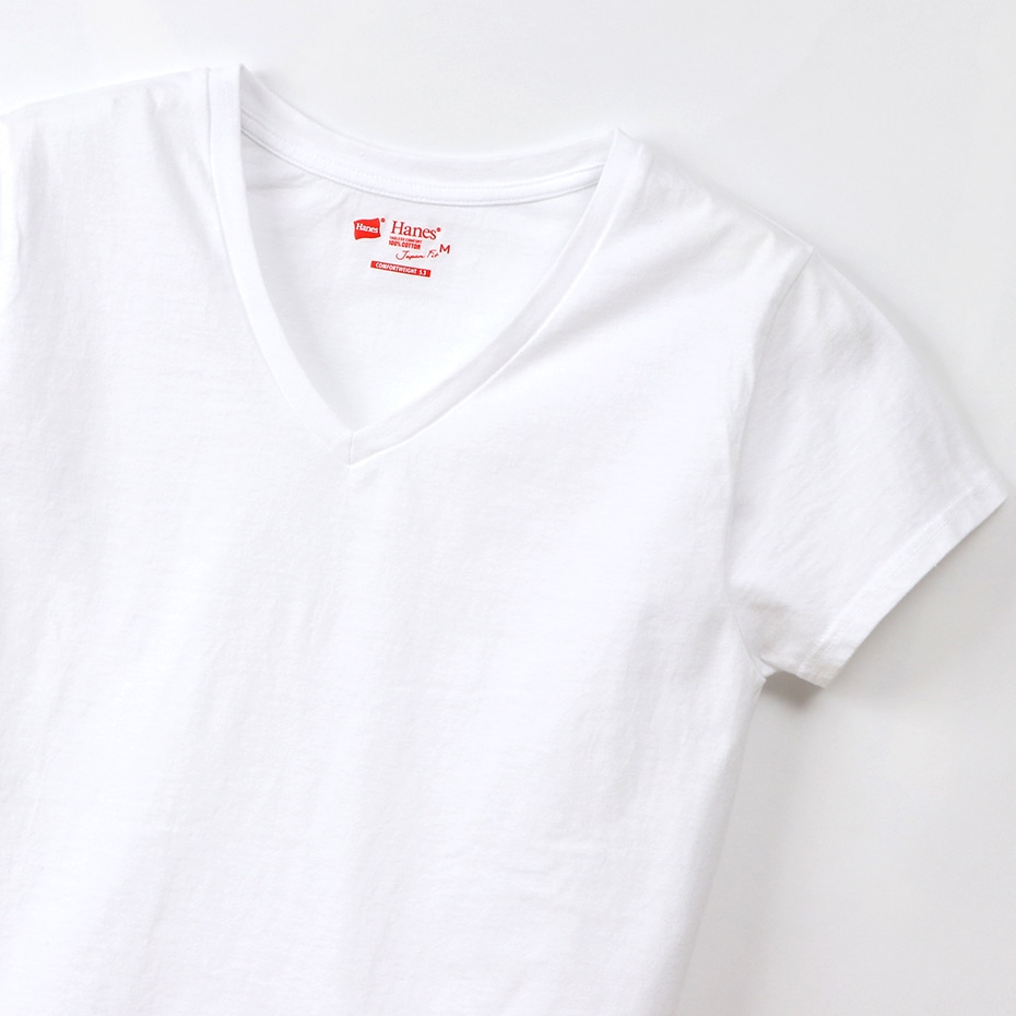ウィメンズ ジャパンフィット【2枚組】VネックTシャツ 5.3oz 20FW Japan Fit for HER ヘインズ(HW5315)