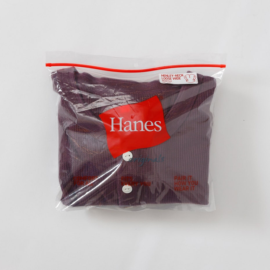 Hanes originals ワッフルヘンリーネックロングスリーブTシャツ 25FW ヘインズ(HW4-C104)
