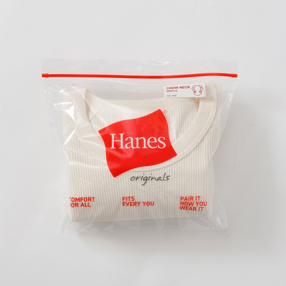 Hanes originals ワッフルクルーネックロングスリーブTシャツ 25FW ヘインズ(HW4-C501)