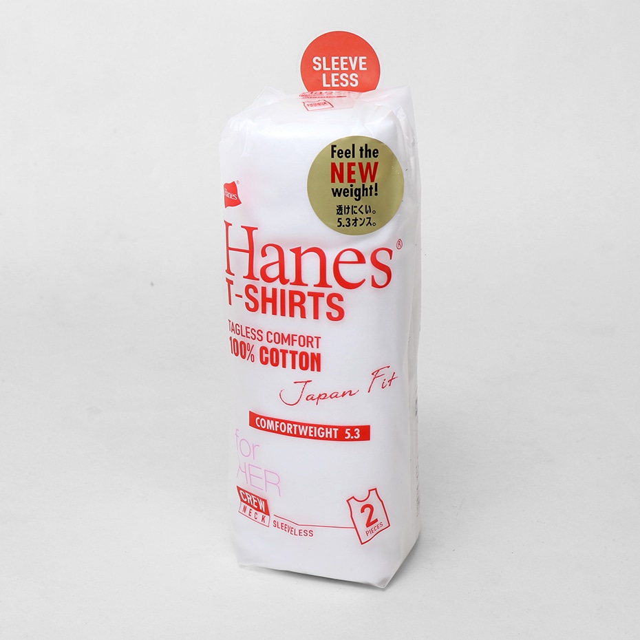 ウィメンズ ジャパンフィット【2枚組】スリーブレスTシャツ 5.3oz 19FW Japan Fit for HER ヘインズ(HW5317)