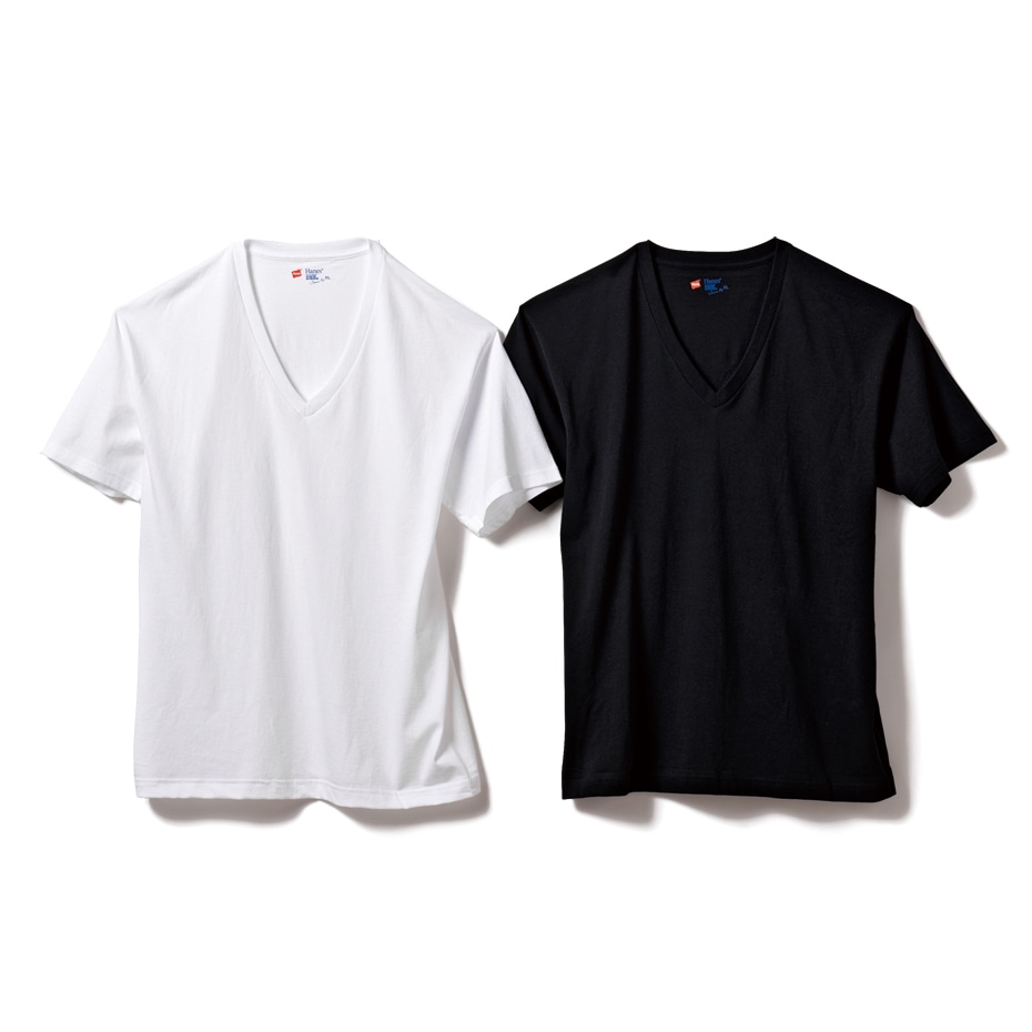 ジャパンフィット ブルーパック【2枚組】VネックTシャツ 18FW Japan Fit ヘインズ(H5225)