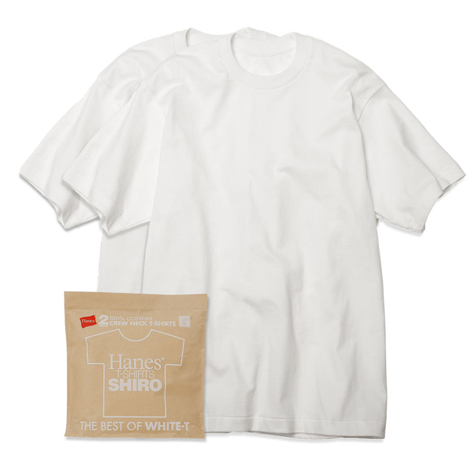 �傫���T�C�Y 2���g SHIRO �N���[�l�b�NT�V���c 26SS Hanes T-SHIRTS SHIRO (HM1-D701)