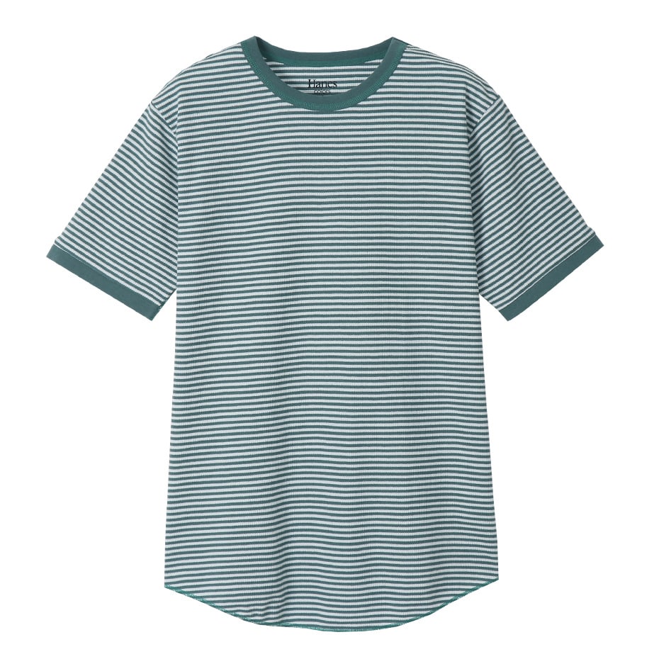 ボーダーワッフルTシャツ 20SS Hanes colors ヘインズ(HM1-R102)
