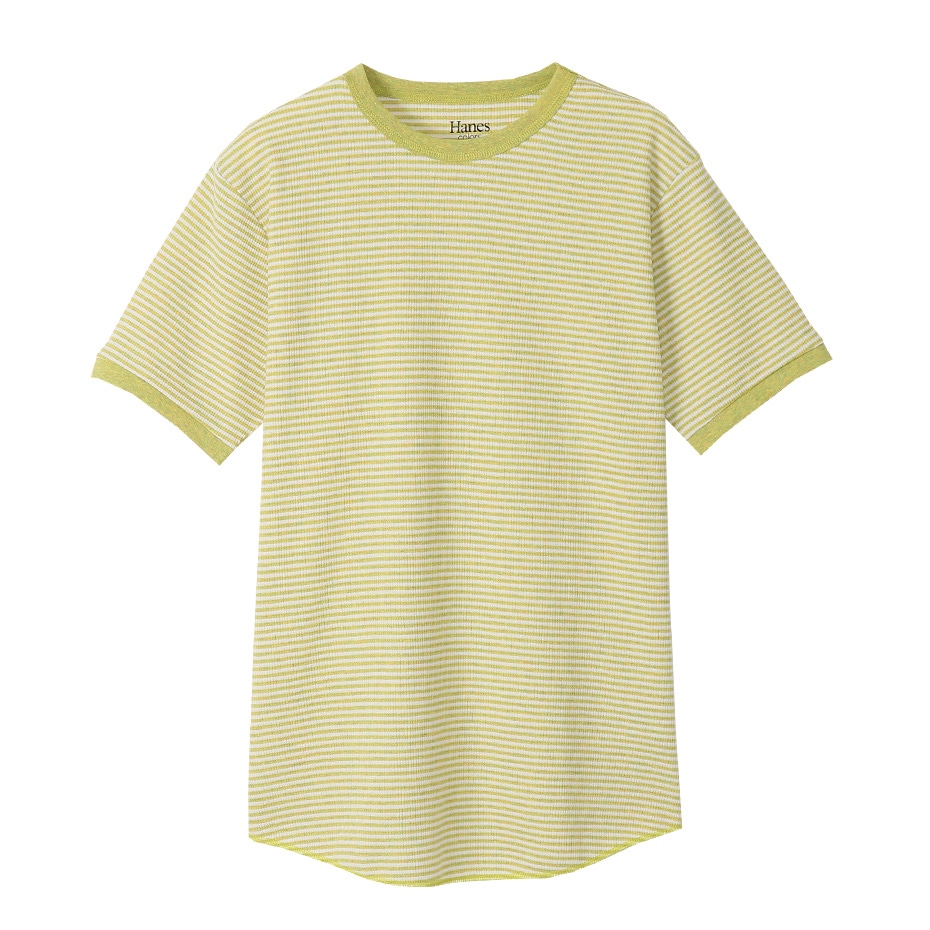 ボーダーワッフルTシャツ 20SS Hanes colors ヘインズ(HM1-R102)