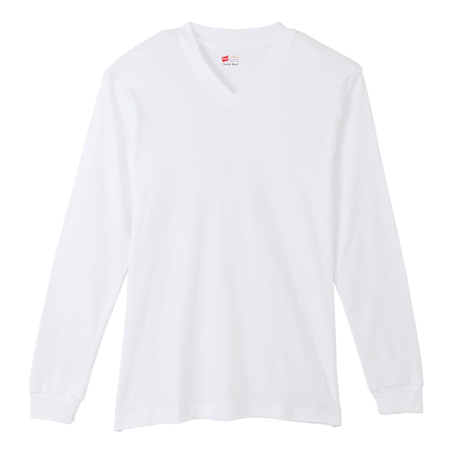 Vネック ロングスリーブTシャツ 18FW スエードニット ヘインズ(HM4-N503)