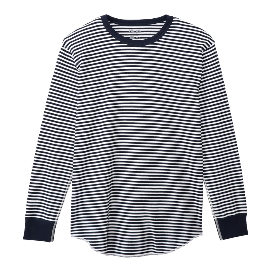 ボーダーワッフルロングスリーブ Hanes colors ヘインズ(HM4-Q102)