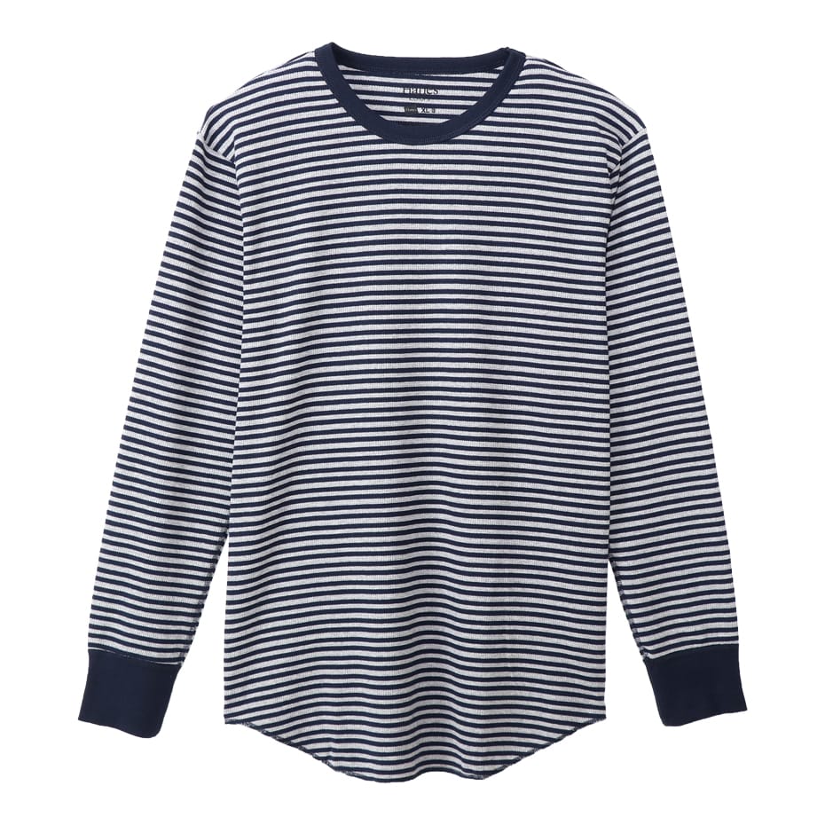 ボーダーワッフルロングスリーブ 19FW Hanes colors ヘインズ(HM4-Q102)