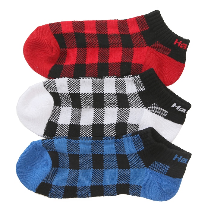 3足組 スニーカーインソックス チェック【ハーフパイル】 18SS ヘインズ(HMSCJ401)