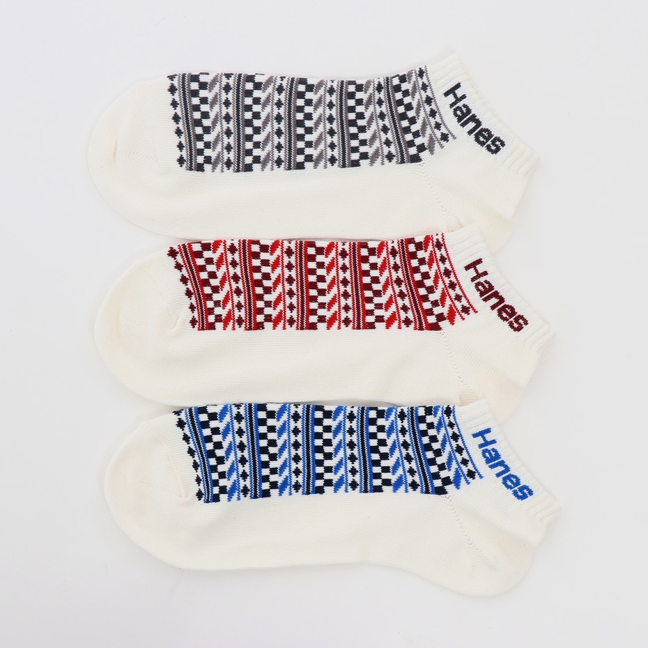 3足組 ショートレングスソックス 切替【ノンパイル】 19SS ヘインズ(HMSCK313S)