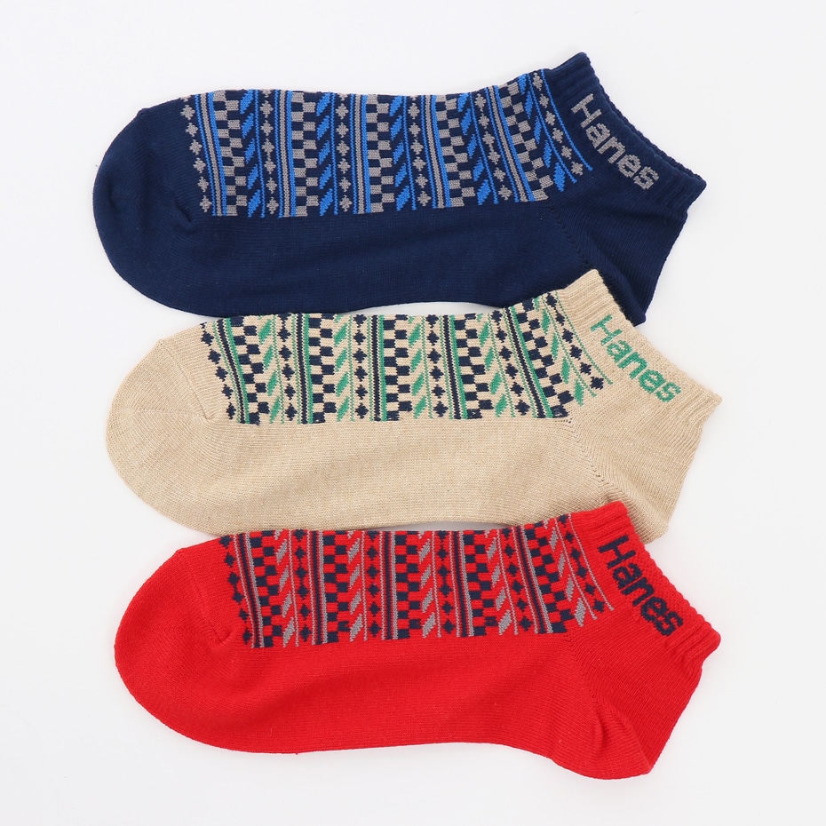3足組 ショートレングスソックス 切替【ノンパイル】 18FW ヘインズ(HMSCK313S)