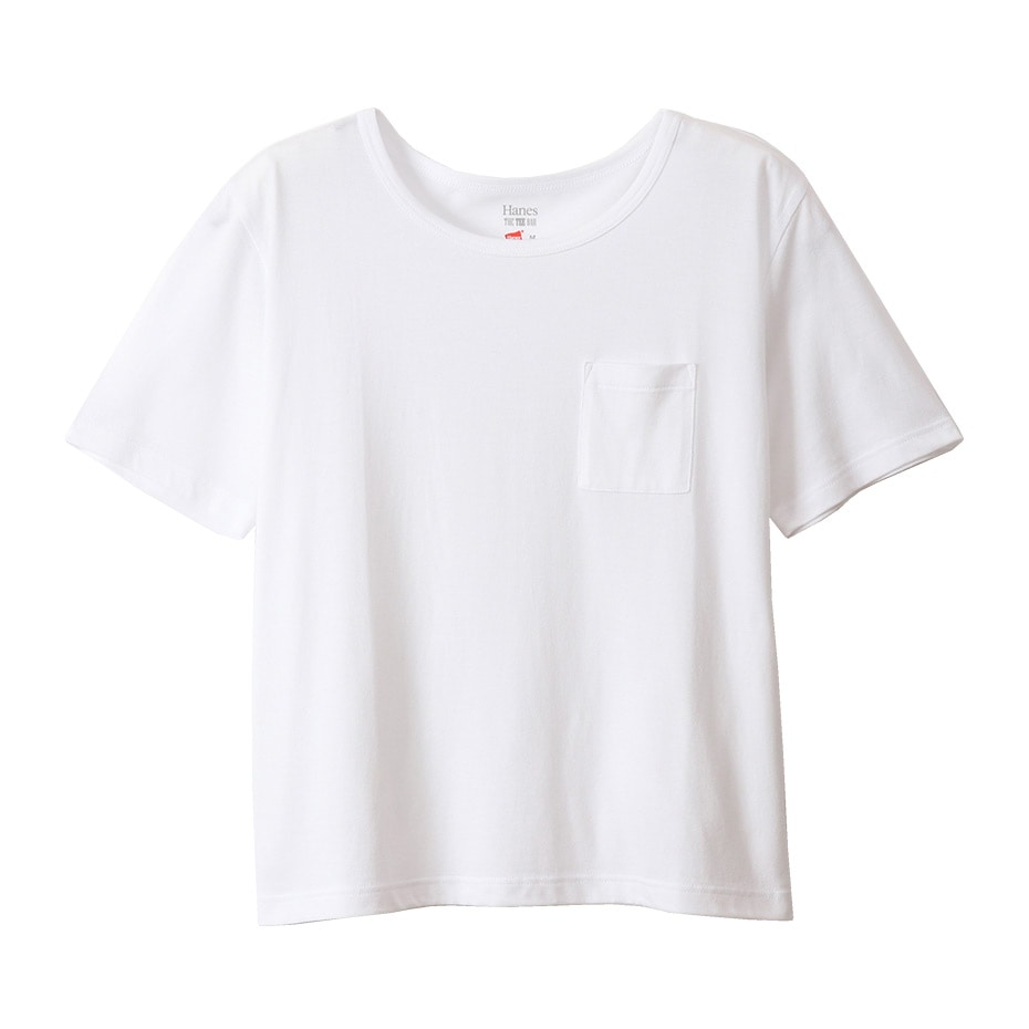 ウィメンズ クロップド ポケットTシャツ 20SS Hanes THE TEE BAR ヘインズ(HW1-R204)