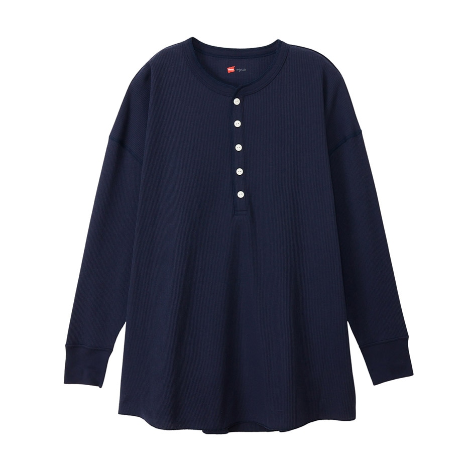 Hanes originals ワッフルヘンリーネックロングスリーブTシャツ 25FW ヘインズ(HW4-C104)