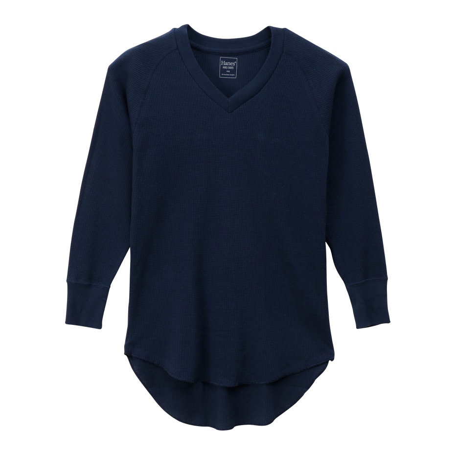 ウィメンズ サーマル VネックTシャツ 19FW Hanes Undies ヘインズ(HW4-Q502)