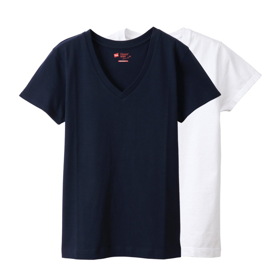 ウィメンズ ジャパンフィット【2枚組】VネックTシャツ 5.3oz 20SS Japan Fit for HER ヘインズ(HW5325)