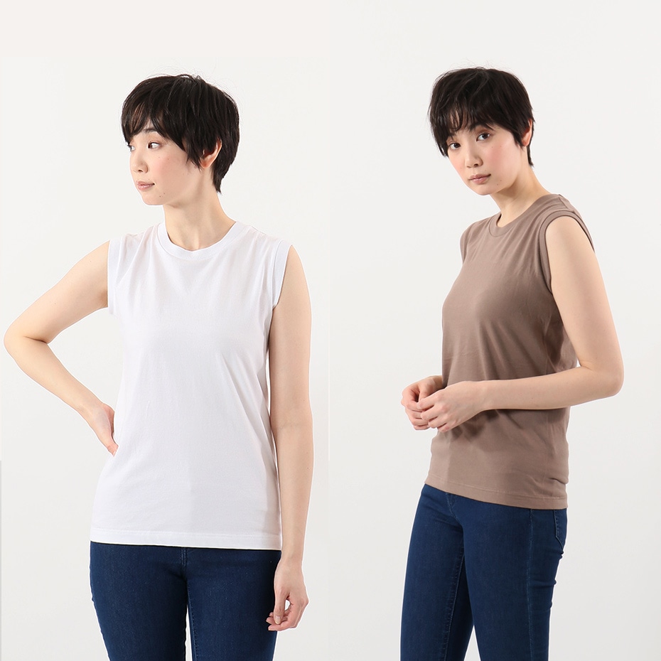 ウィメンズ ジャパンフィット【2枚組】スリーブレスTシャツ 5.3oz 20FW Japan Fit for HER ヘインズ(HW5327)