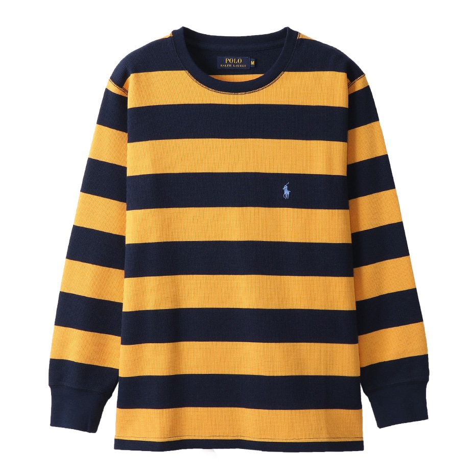 ラグビー ストライプ ロングスリーブ ワッフルTシャツ ポロ ラルフ ローレン(RM8-N302)