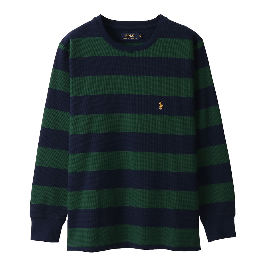 ラグビー ストライプ ロングスリーブ ワッフルTシャツ ポロ ラルフ ローレン(RM8-N302)