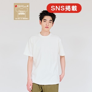 Hanes T-SHIRTS SHIRO �N���[�l�b�NT�V���c